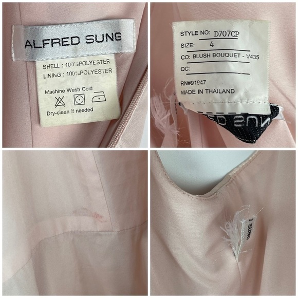 ALFRED SUNG BLUSH BOUQUET SLEEVELESS FLORAL SKIRT MAXI POCKETS BRIDESMAID DRESS - Picture 14 of 14